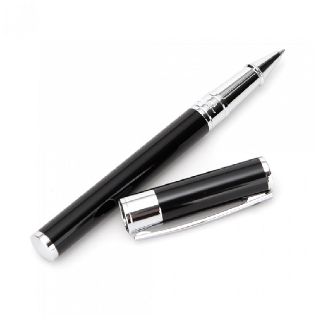 S.T. Dupont D-Initial Rollerball Pen - Black &amp; Chrome