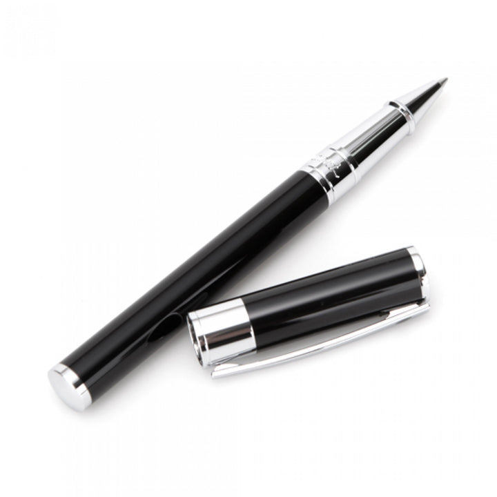 S.T. Dupont D-Initial Rollerball Pen - Black &amp; Chrome