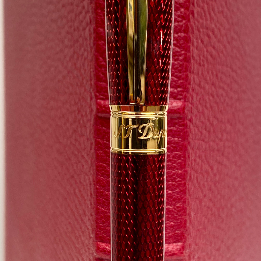 S.T. Dupont Diamond Guilloche Fountain Pen - Ruby