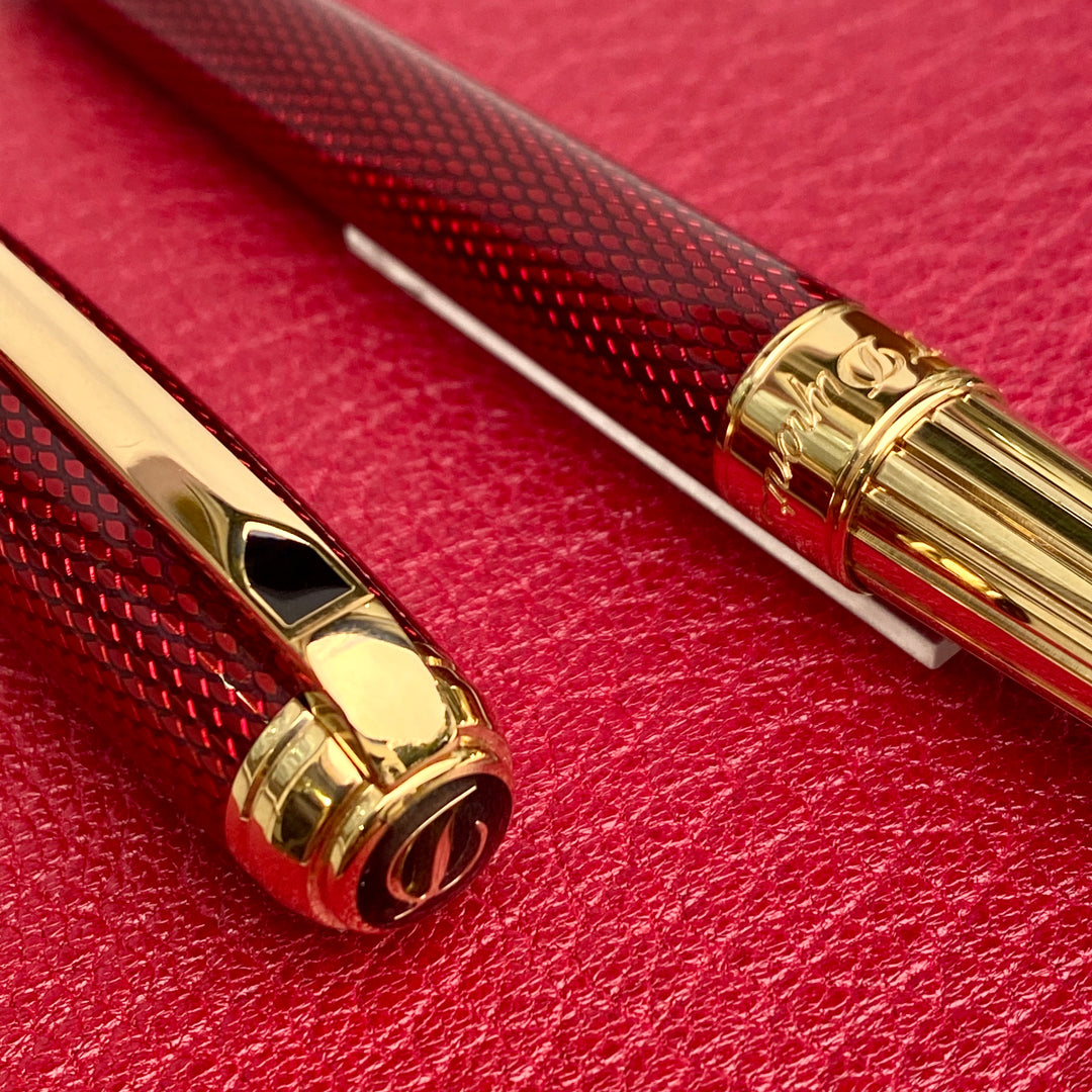 S.T. Dupont Diamond Guilloche Fountain Pen - Ruby