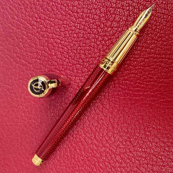 S.T. Dupont Diamond Guilloche Fountain Pen - Ruby