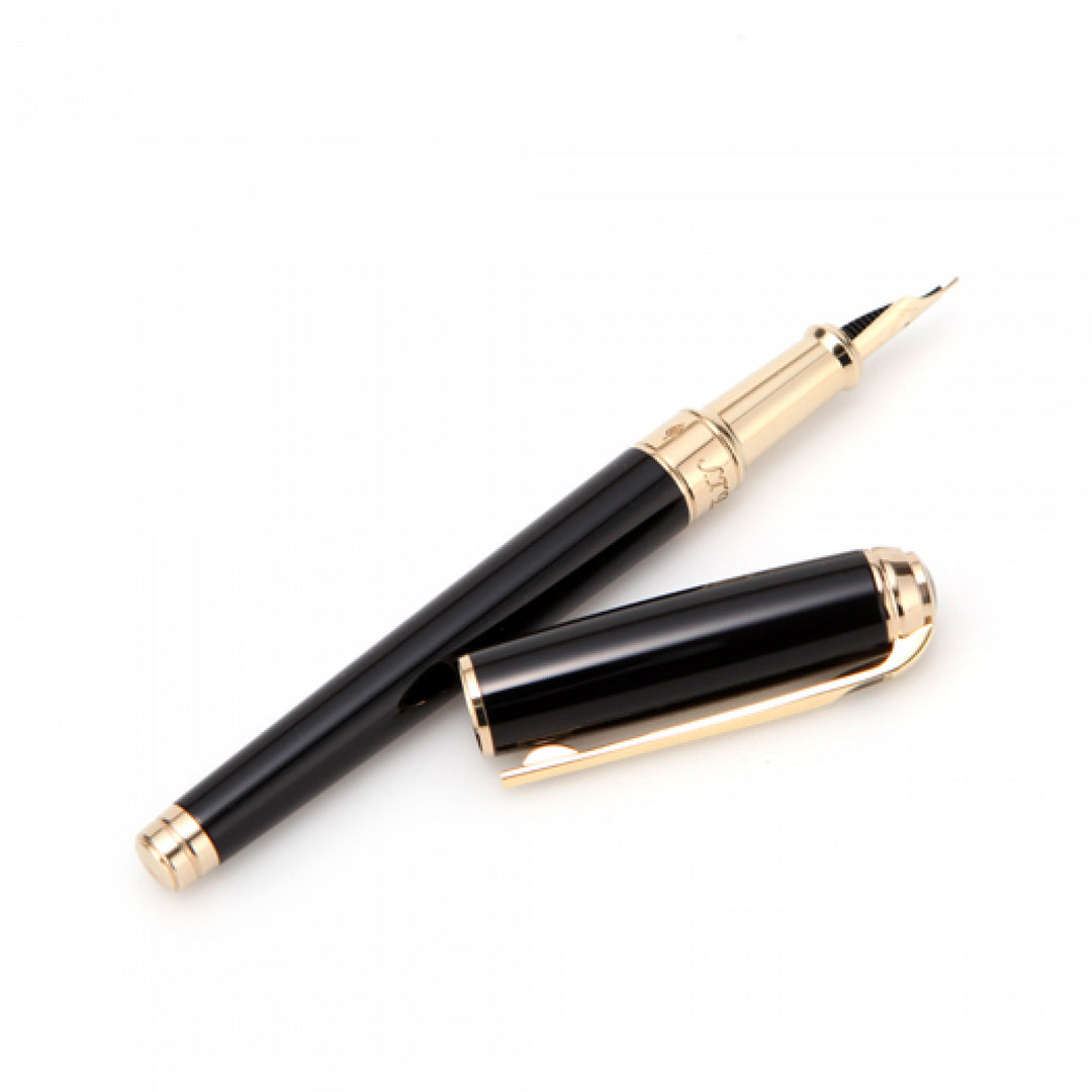 S.T. Dupont Line D Medium Fountain Pen - Black &amp; Gold