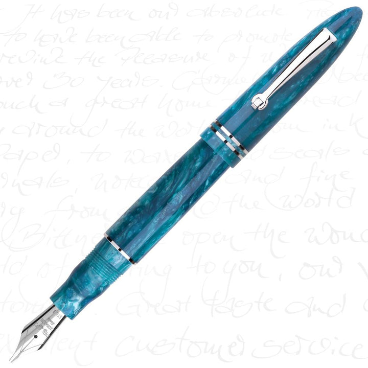 Leonardo Officina Italiana Furore Fountain Pen - Emerald Blue (Silver Trim)