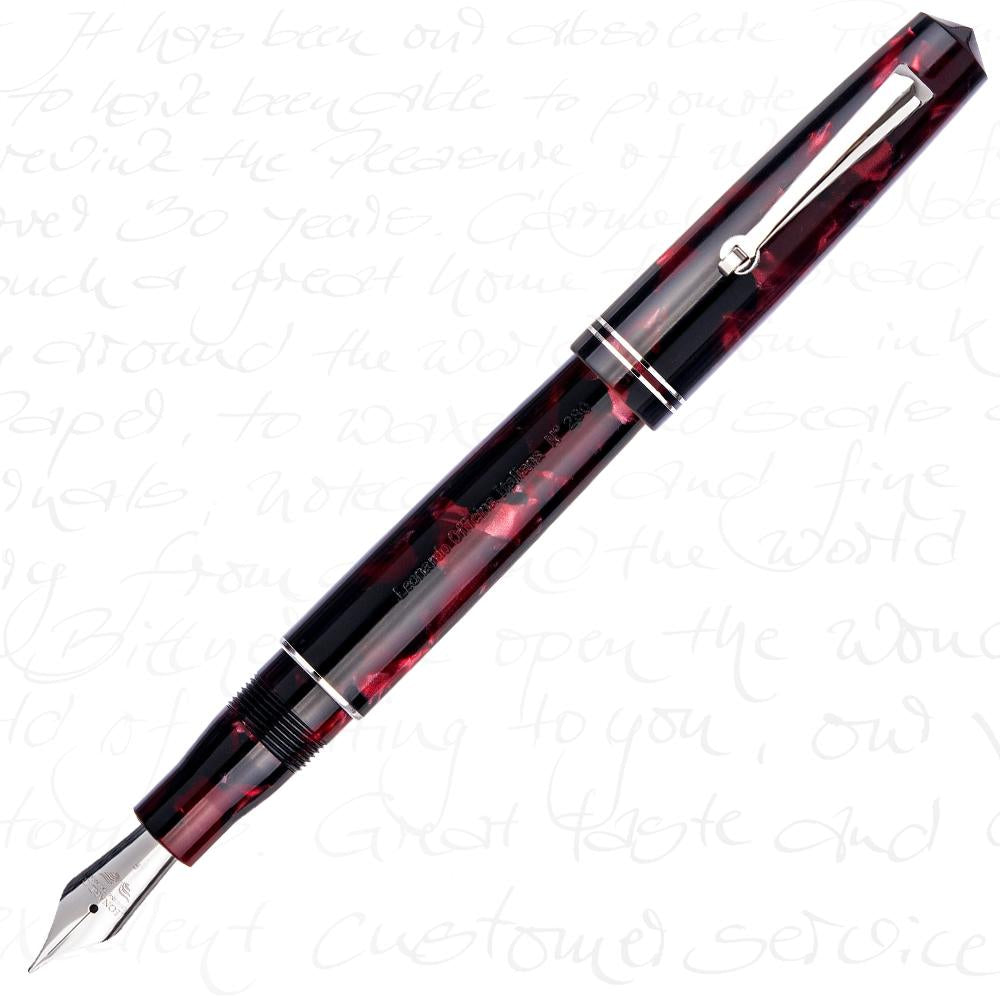 Leonardo Officina Italiana Momento Zero Fountain Pen - Red Marbled (Silver Trim)