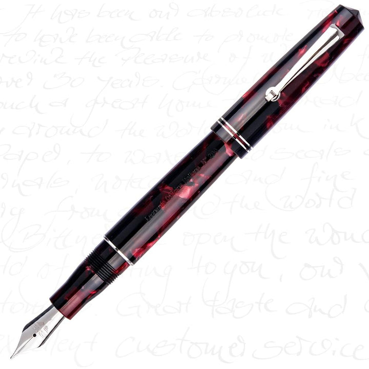 Leonardo Officina Italiana Momento Zero Fountain Pen - Red Marbled (Silver Trim)