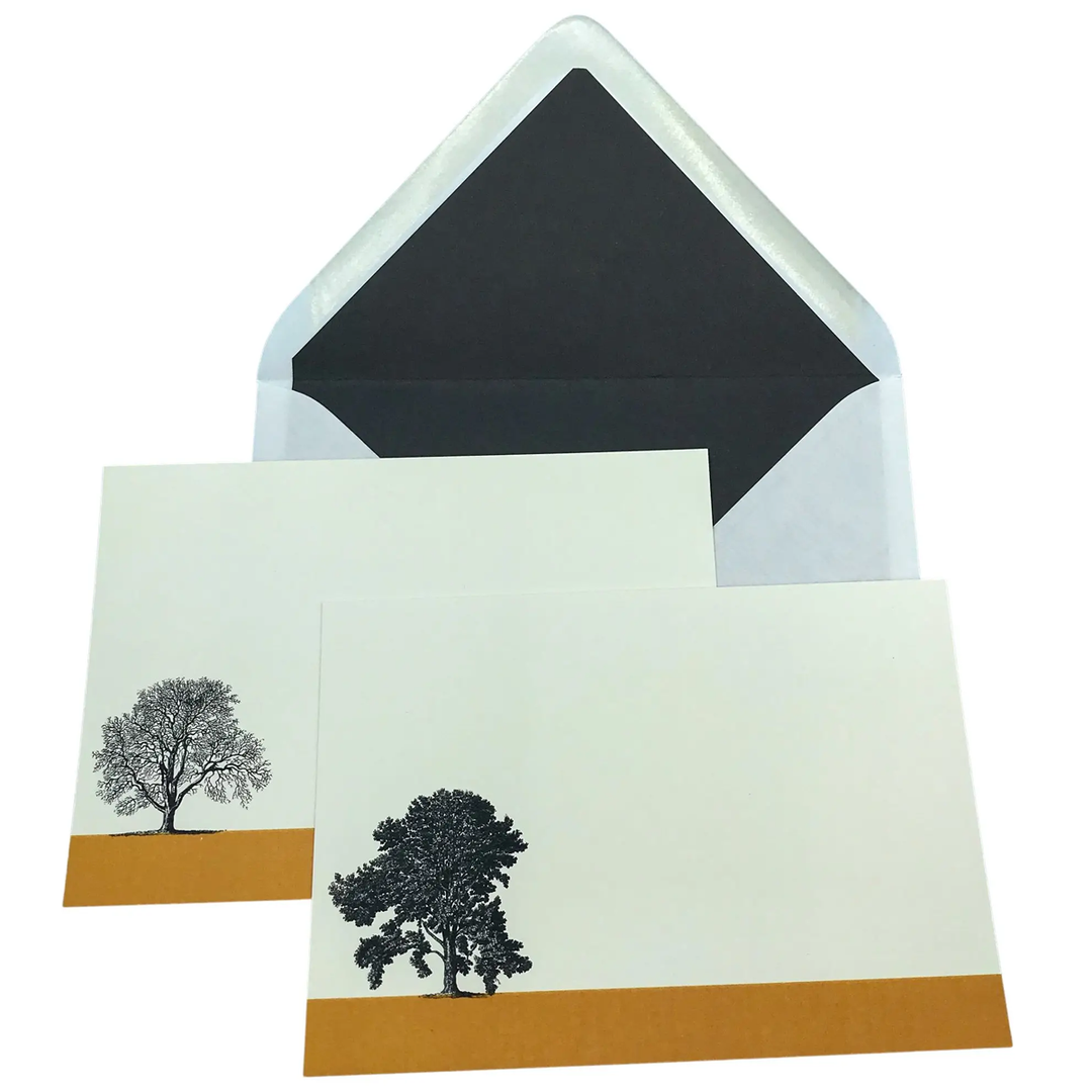 Mustard &amp; Gray Notecard Set w/ Lined Envelopes