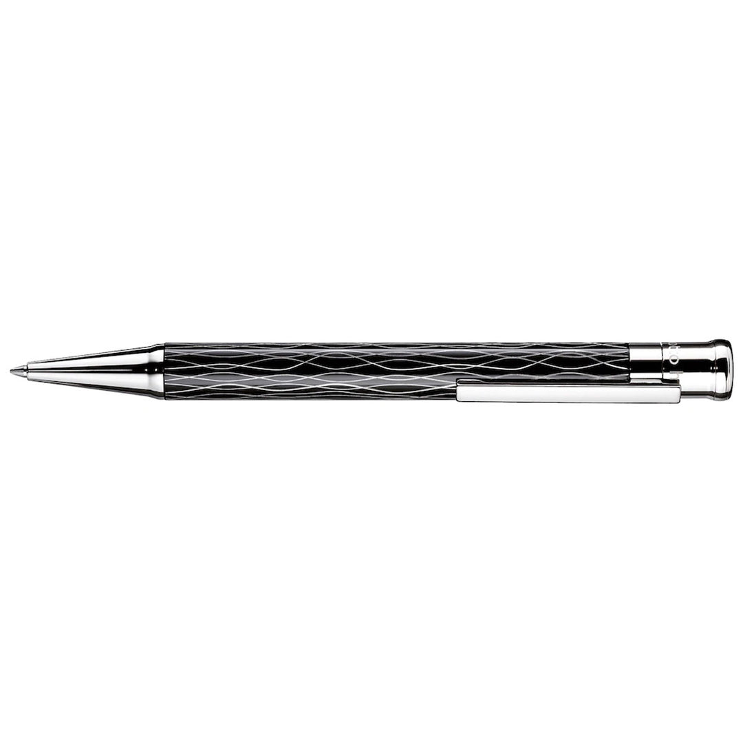 Otto Hutt Design 04 Black and Platinum Wave - Ballpoint Pen