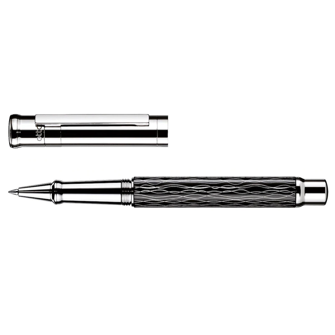 Otto Hutt Design 04 Black and Platinum Wave - Rollerball