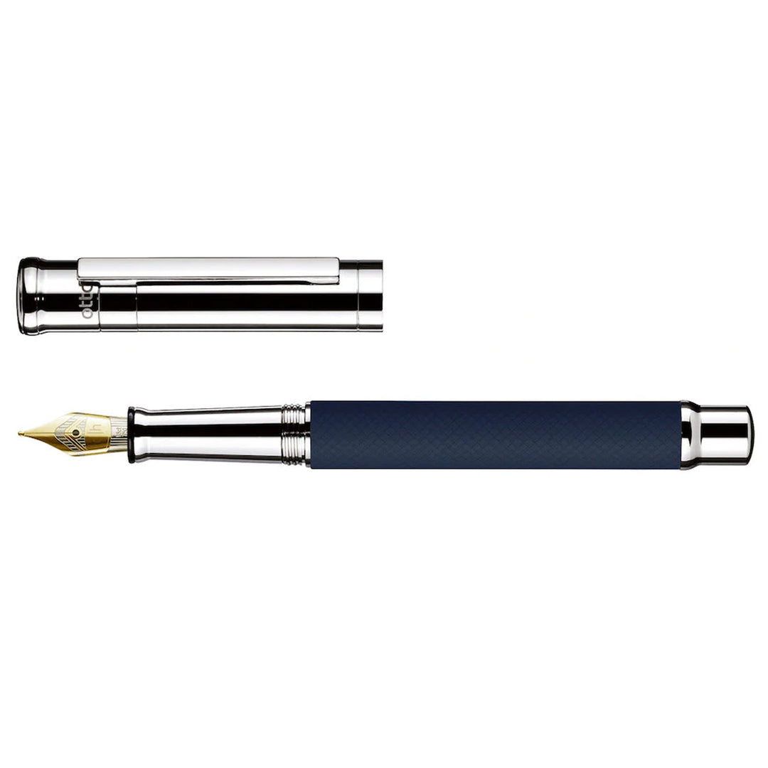 Otto Hutt Design 04 Blue Matte Guilloche - Fountain Pen - Steel