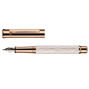 Otto Hutt Design 04 White and Rose Wave Steel Nib - Fountain Pen