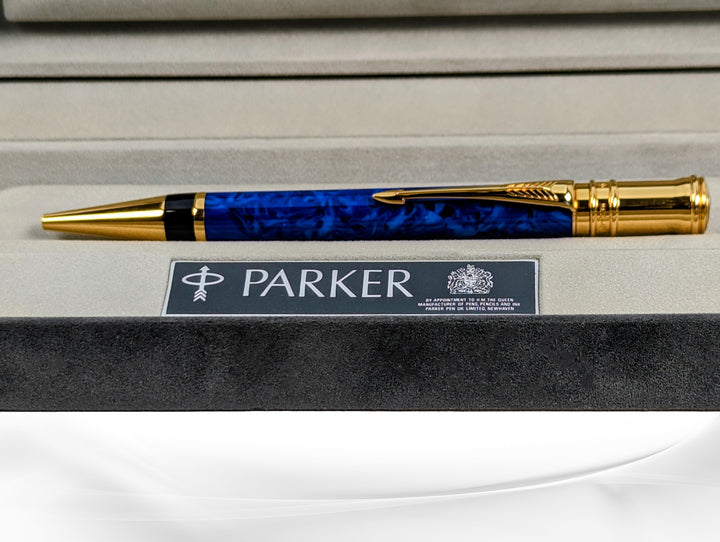Parker Duofold MK I Centenial Size Blue Marble Ballpoint Pen