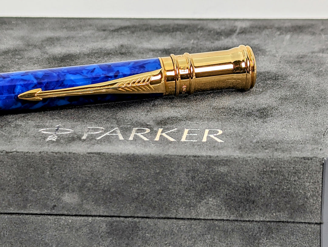 Parker Duofold MK I Centenial Size Blue Marble Ballpoint Pen