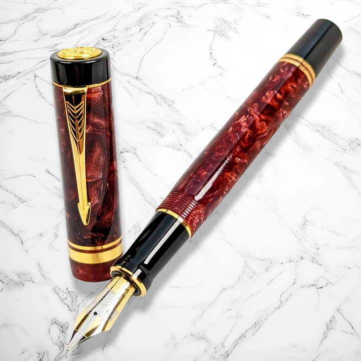 Parker Duofold Centennial Red Marble Fountain Pen