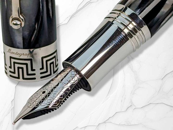 Montegrappa Extra 1930 Black &amp; White Celluloid  - Fountain Pen