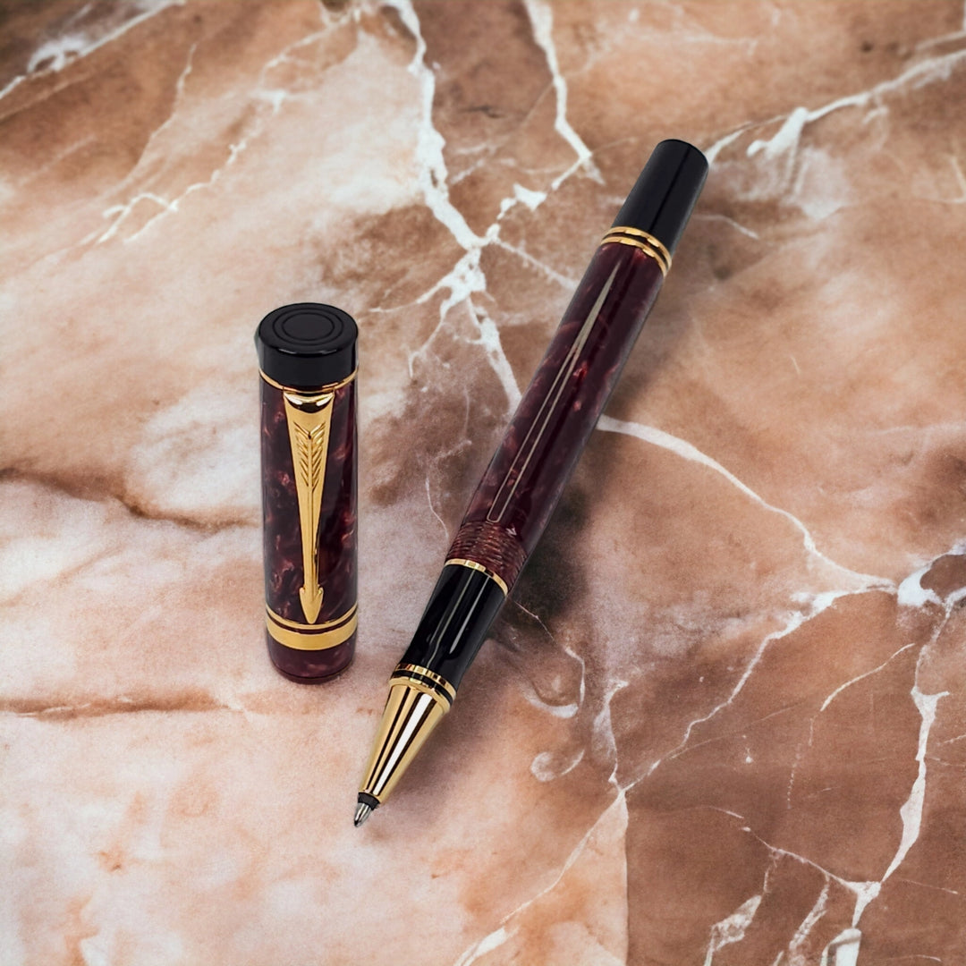 Parker Duofold MK I Red Marble Rollerball Pen