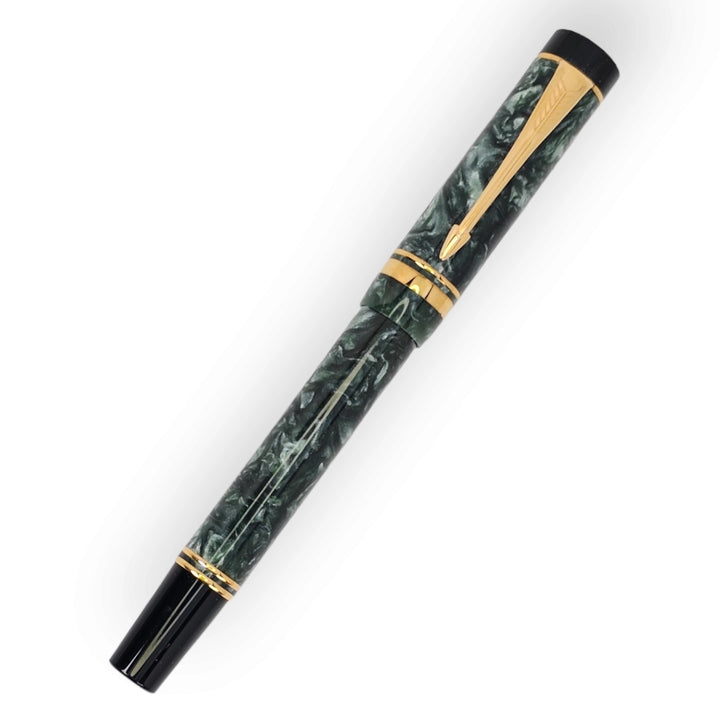 Parker Duofold MK I International Green Marble Fountain Pen