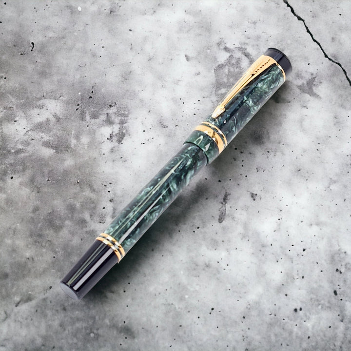 Parker Duofold MK I International Green Marble Fountain Pen