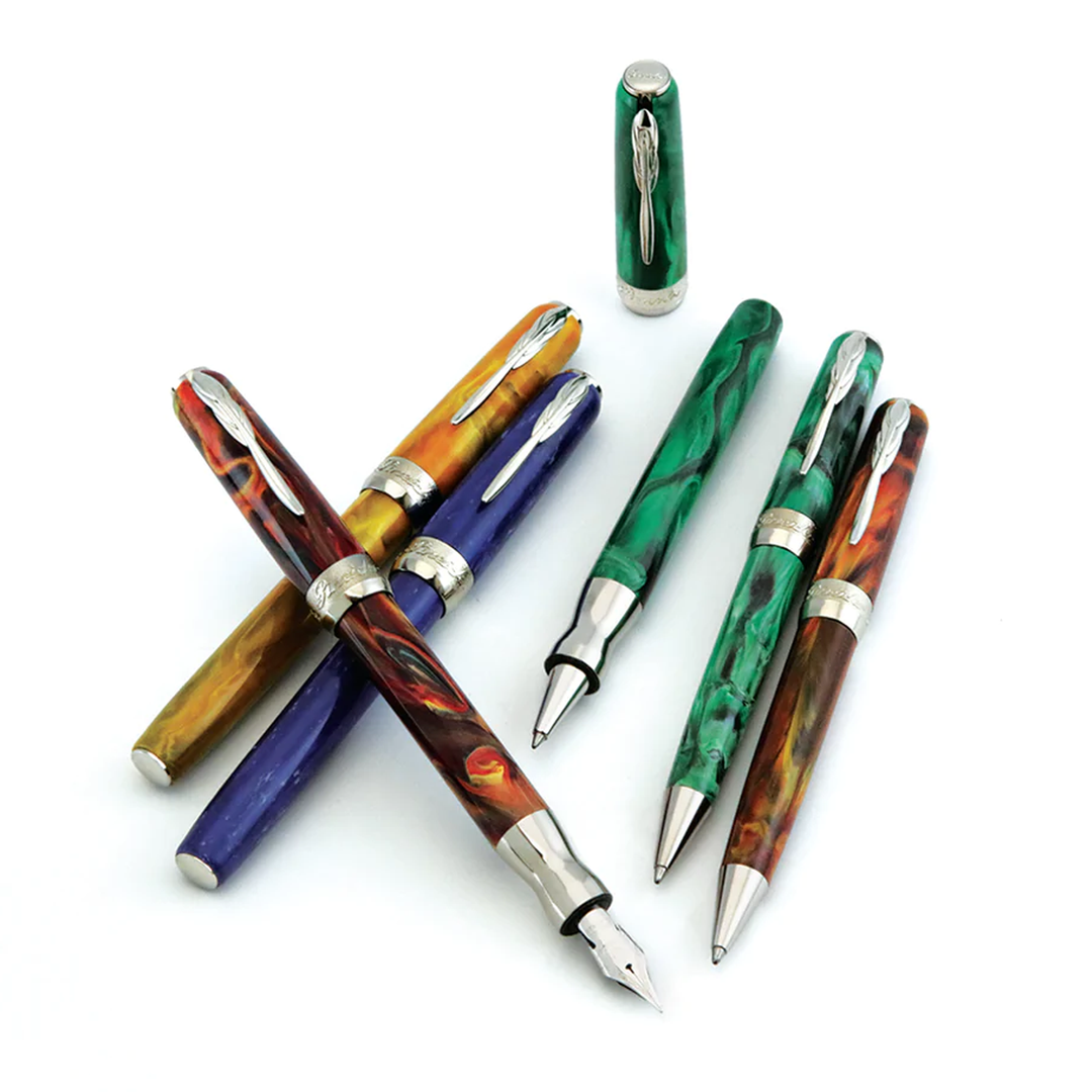 Pineider La Grande Bellezza Gemstones Rollerball Pen - Rodolite Red