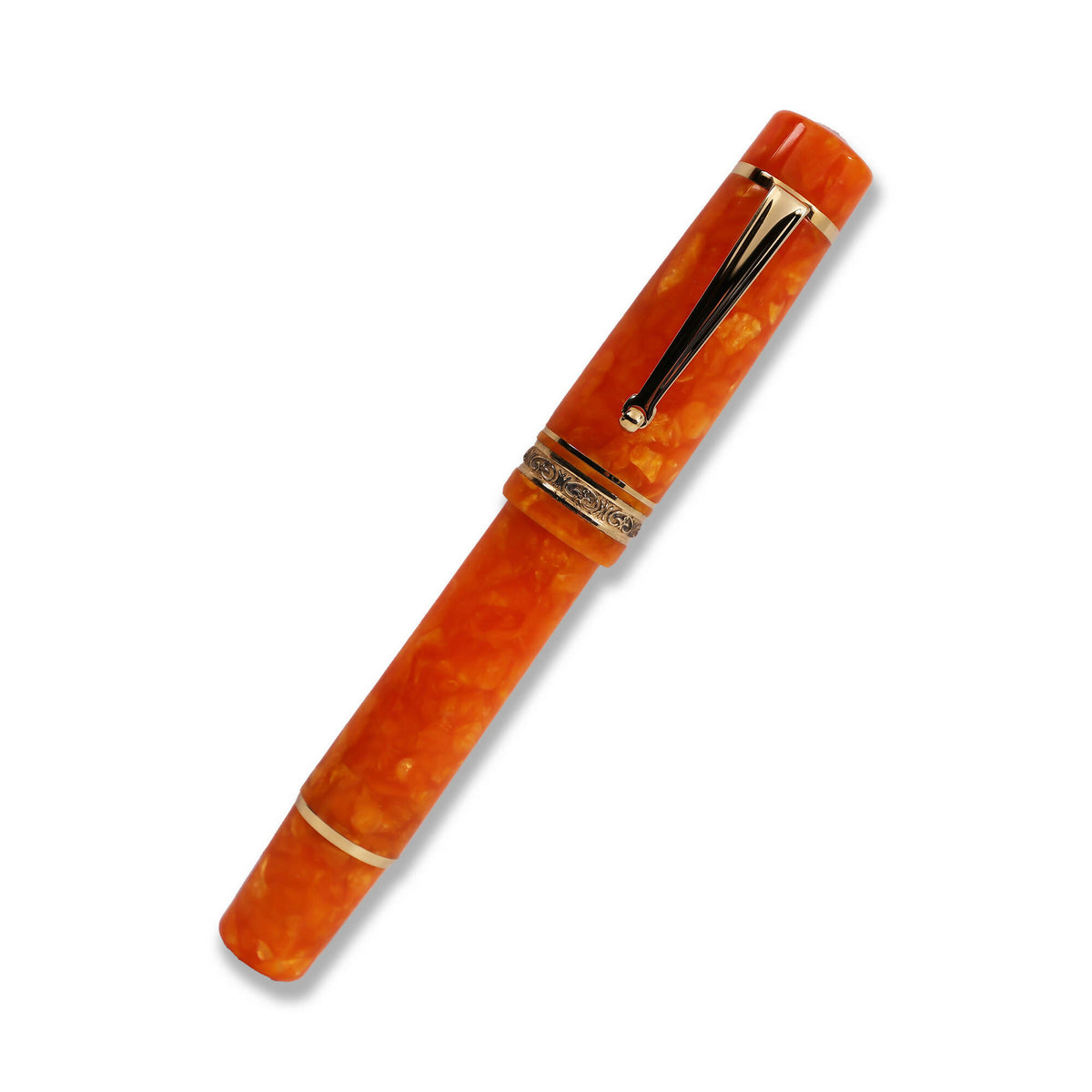 Delta Dolce Vita Oro Oversized Fountain Pen with orange body and black cap