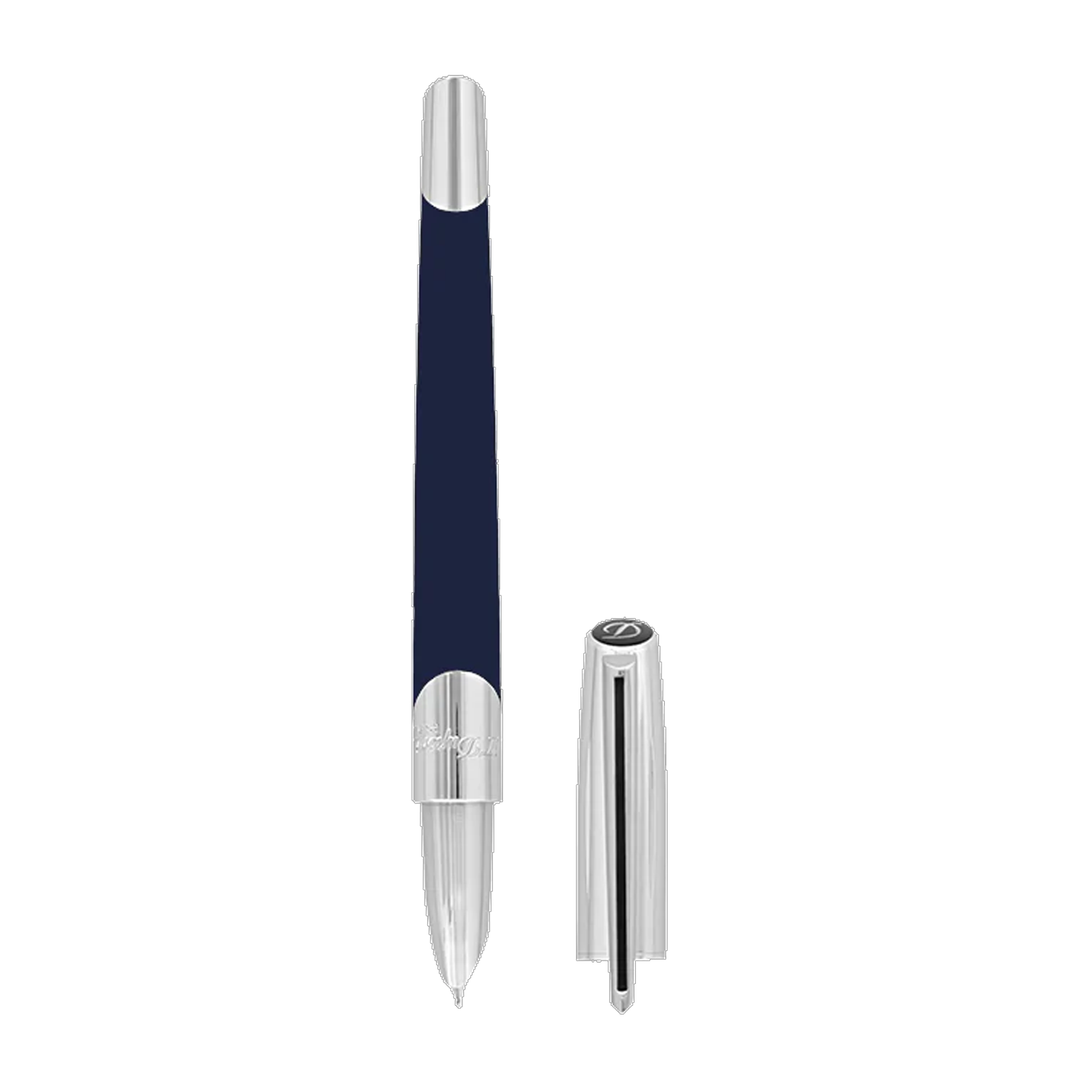 S.T. Dupont Défi Millenium Fountain Pen - Silver &amp; Navy Blue
