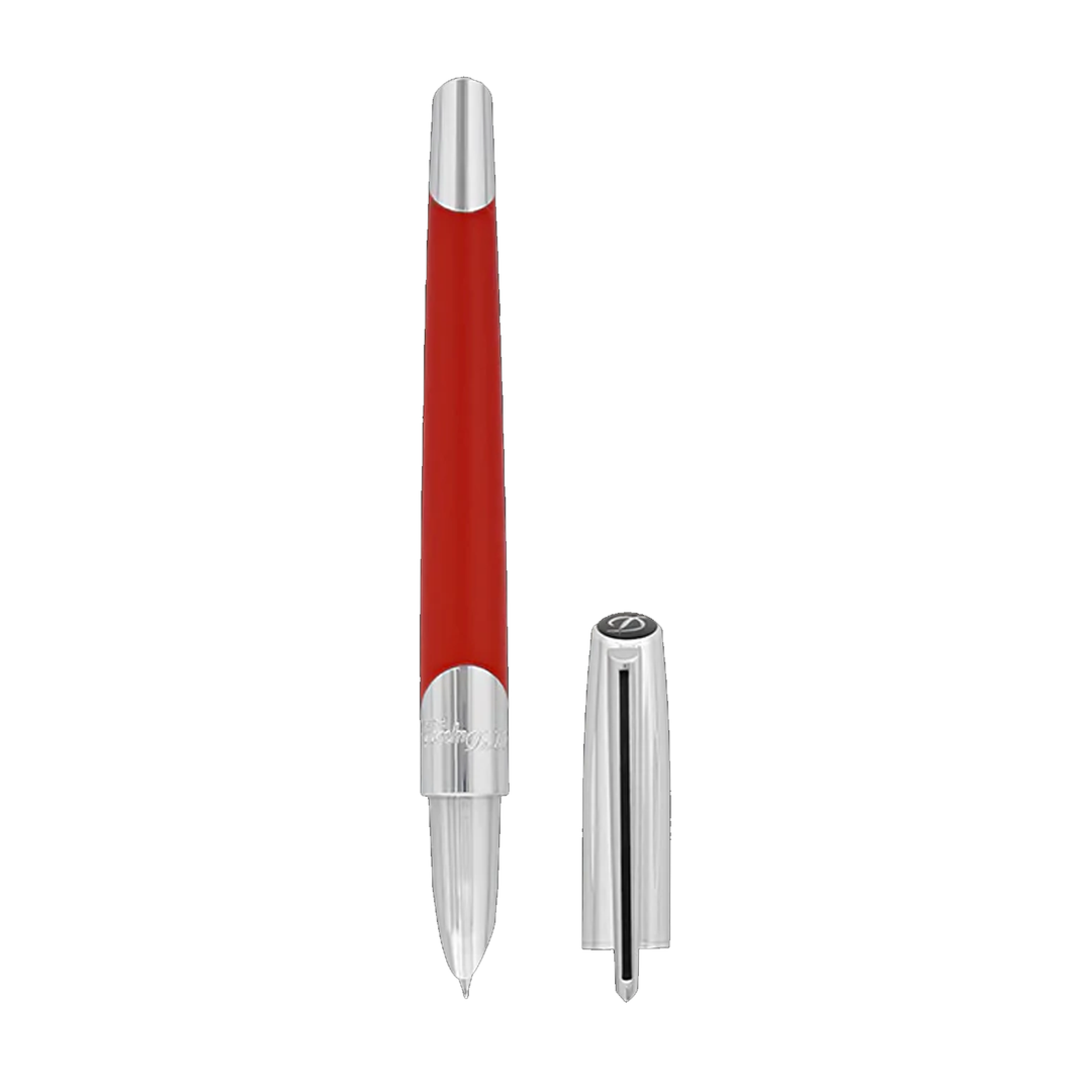 S.T. Dupont Défi Millenium Fountain Pen - Silver &amp; Red