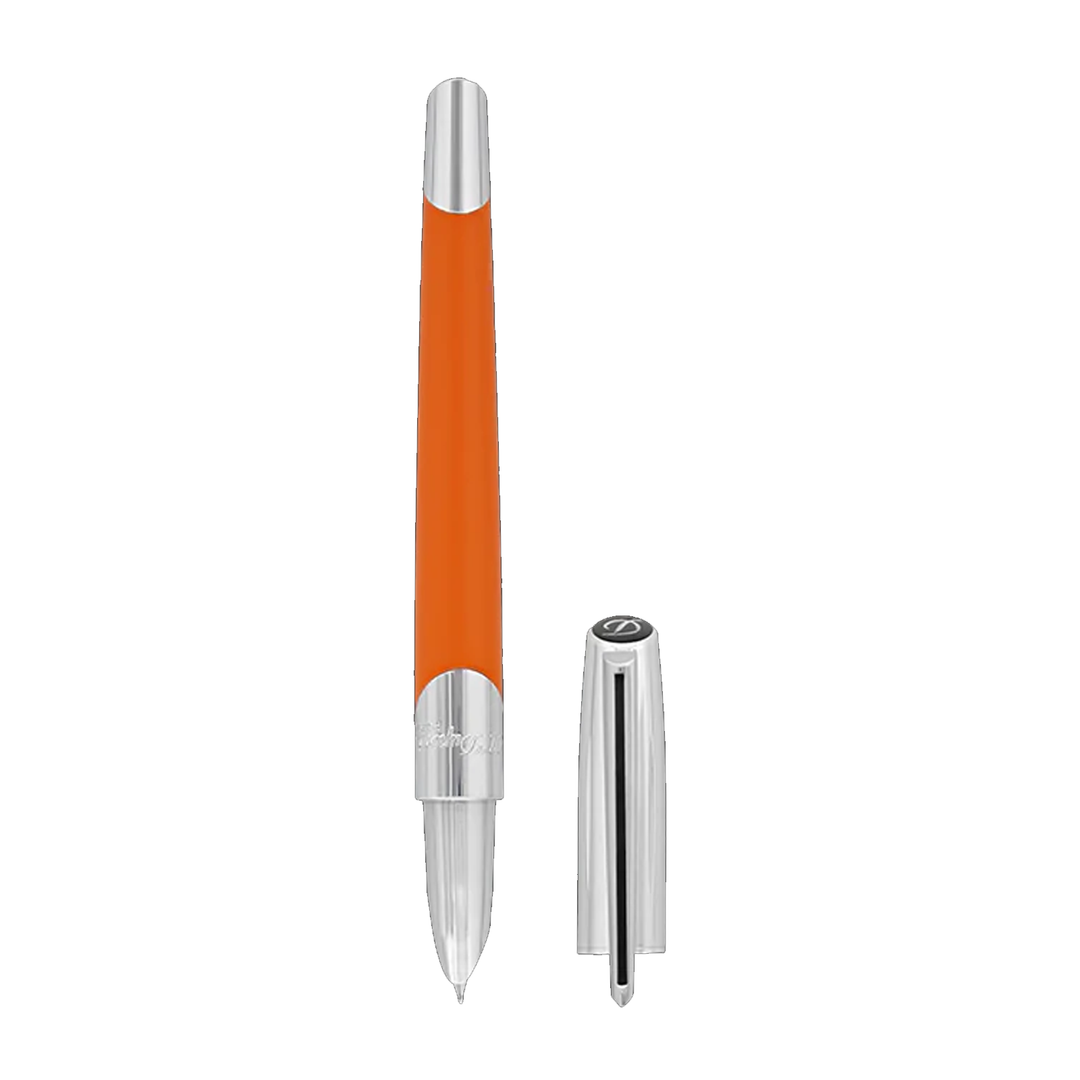 S.T. Dupont Défi Millenium Fountain Pen - Silver &amp; Matte Orange