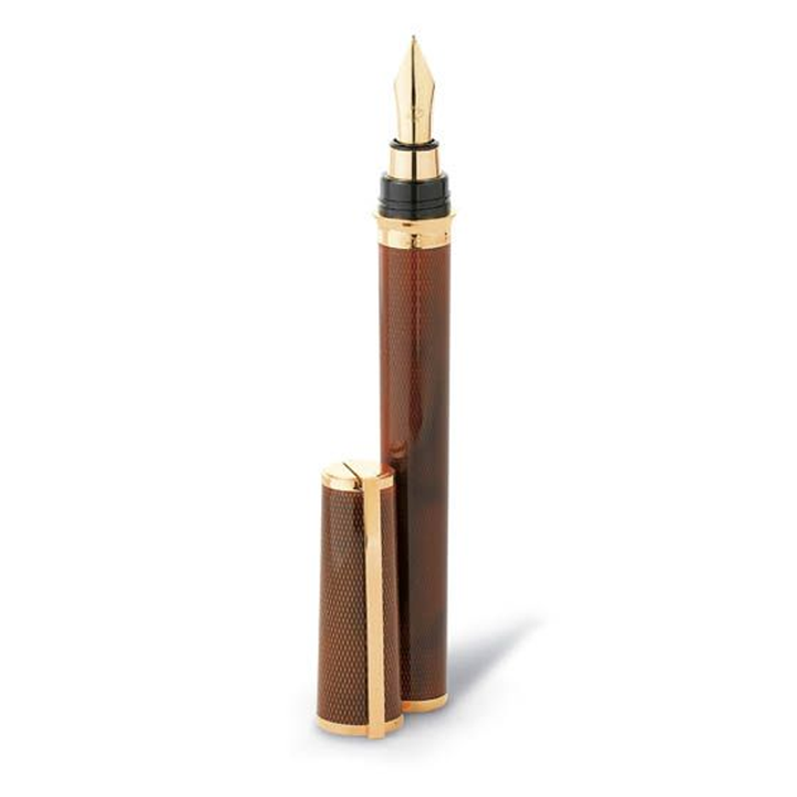 S.T. Dupont Montparnasse Chairman Honeycomb Guilloche Fountain Pen - Amber