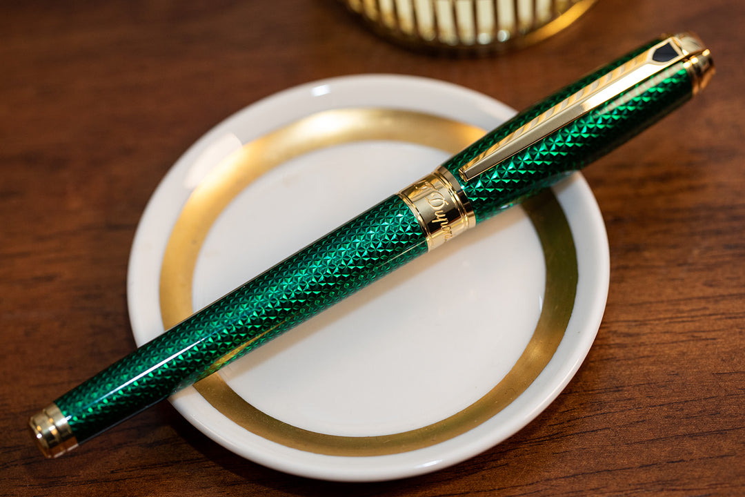 S.T. Dupont Line D Firehead Guilloche Fountain Pen - Emerald