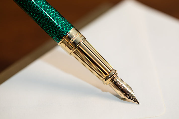 S.T. Dupont Line D Firehead Guilloche Fountain Pen - Emerald