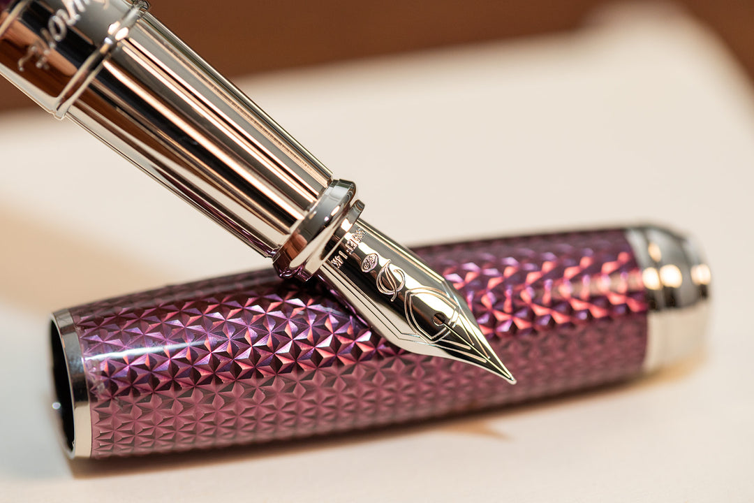 S.T. Dupont Line D Firehead Guilloche  Fountain Pen - Amethyst