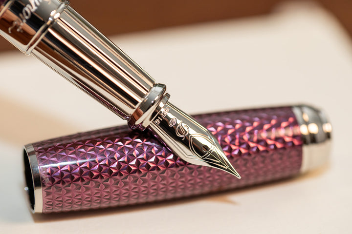 S.T. Dupont Line D Firehead Guilloche  Fountain Pen - Amethyst