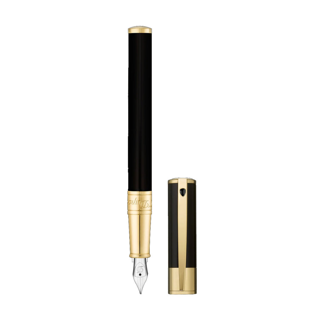 S.T. Dupont D-Initial Fountain Pen - Black &amp; Gold