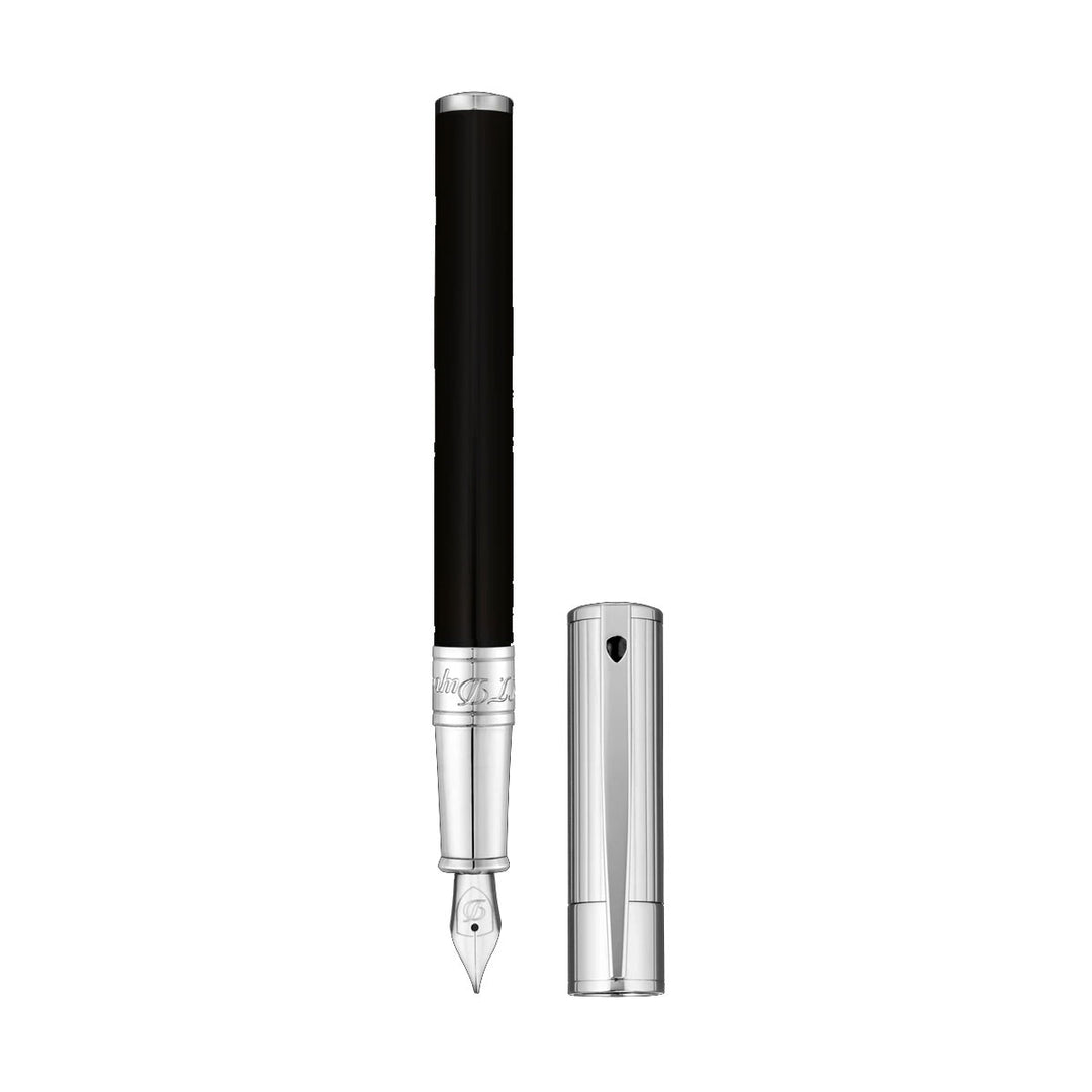 S.T. Dupont D-Initial Fountain Pen - Noir &amp; Chrome