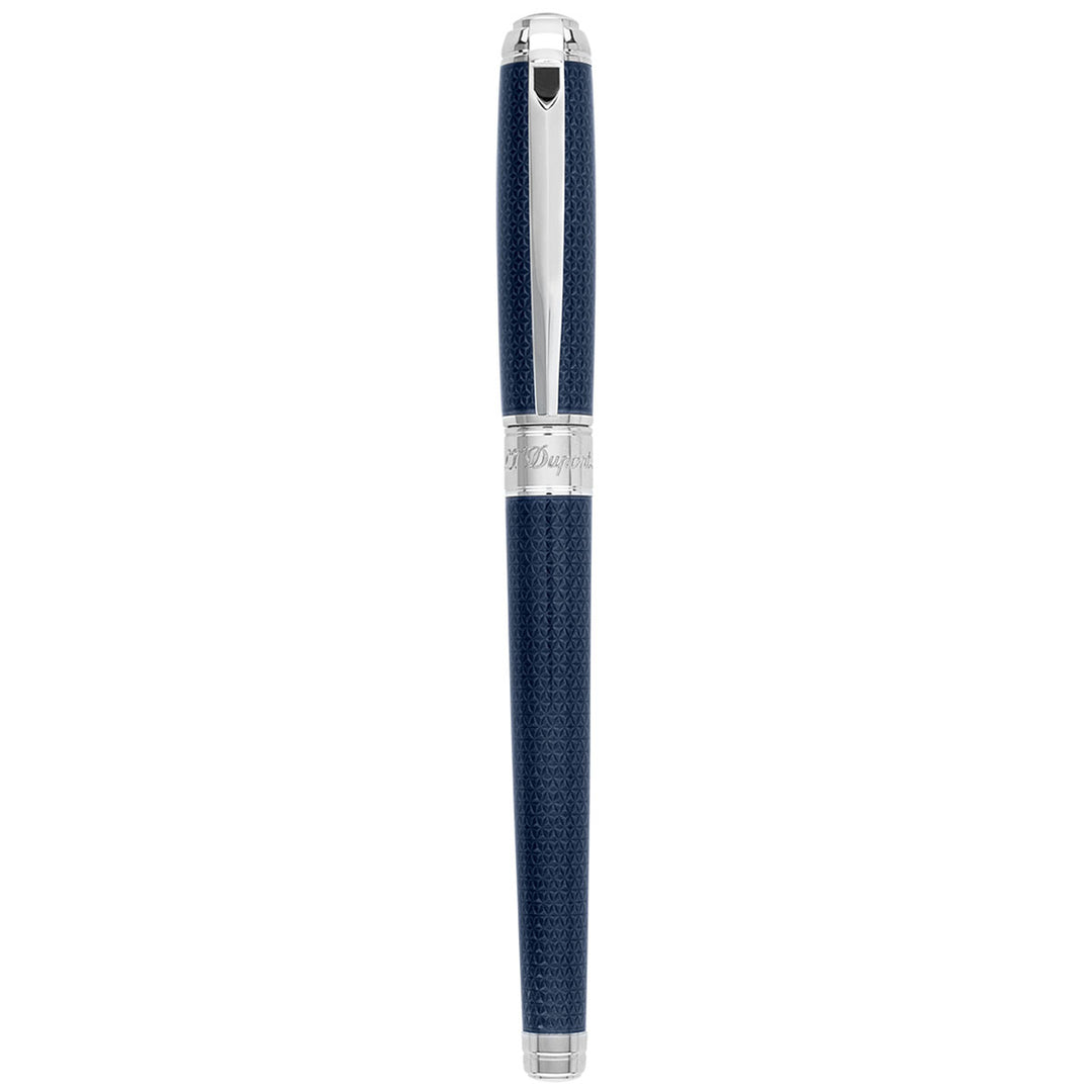 S.T. Dupont Line D Medium Fountain Pen - Guilloche Blue &amp; Palladium