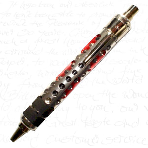 Michael's Fatboy Silencer II Ballpoint Pen Silver w/ Red Tracers