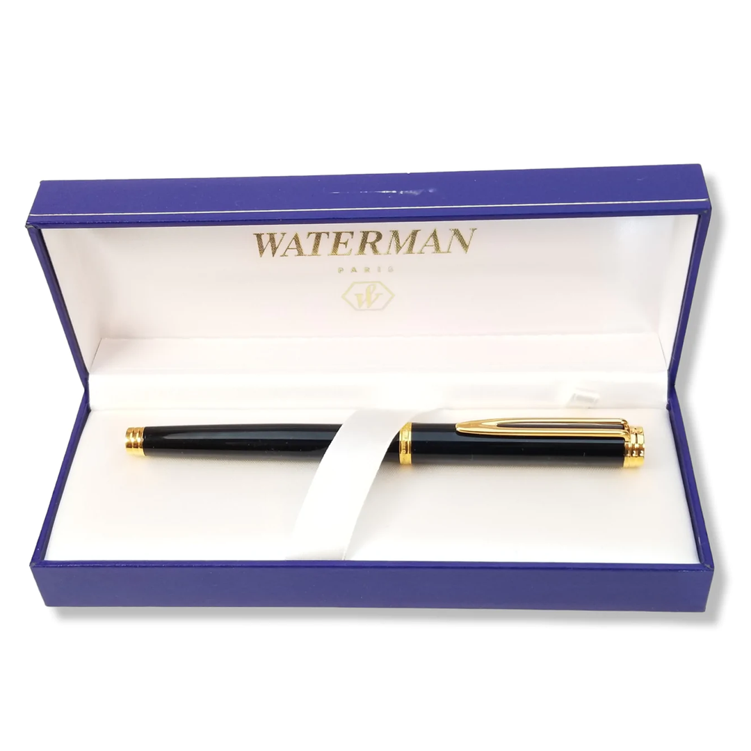 Waterman Gentleman Black Lacquer and Gold Fountain Pen