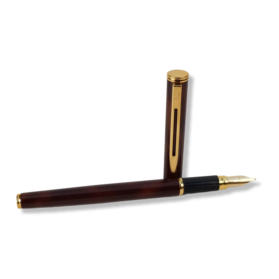 Waterman Maestro Brown Marbled Lacquer and Gold - Slim Fountain Pen