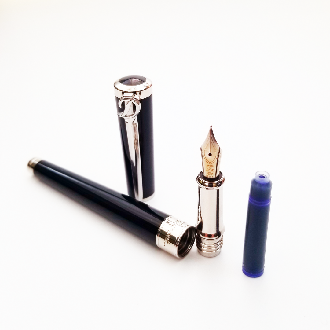 S.T. Dupont Sword Fountain Pen - Black and Palladium