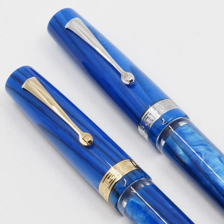 Armando Simoni Club Studio Blue Pinnacle Fountain Pen - Rhodium Trim