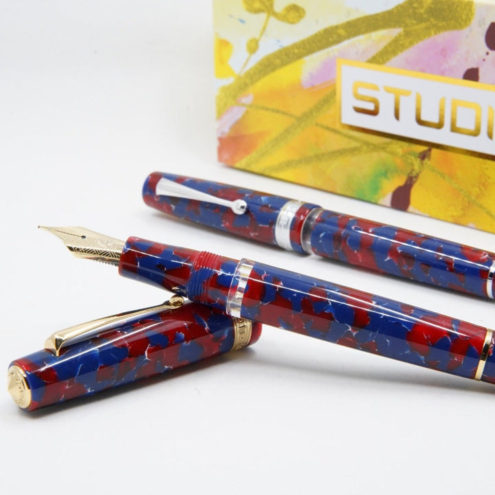 Armando Simoni Club Studio Blue Coral Fountain Pen - Gold Trim