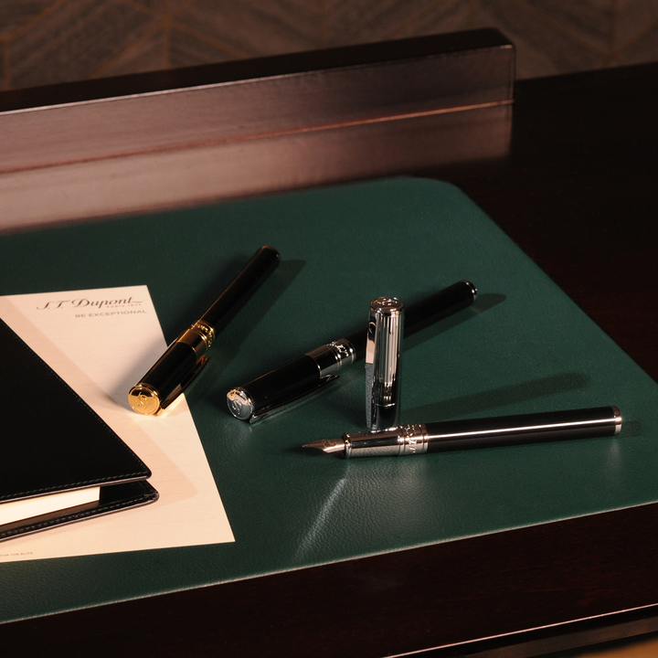 S.T. Dupont D-Initial Fountain Pen - Black &amp; Chrome