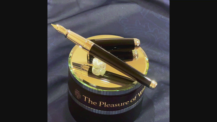 S.T. Dupont D-Initial Fountain Pen - Black &amp; Chrome