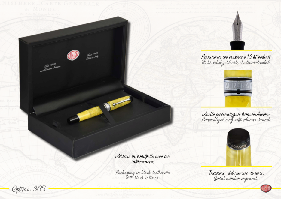Aurora Optima 365 Fountain Pen - Gialla