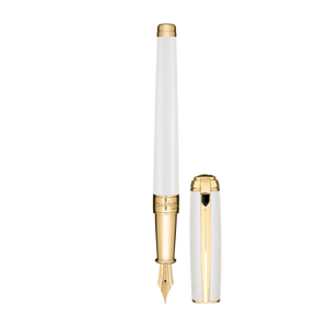 S.T. Dupont Line D Medium Fountain Pen - Pearl White